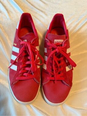 adidas Campus Red Suede Sneakers with White Stripes sz 9 women’s